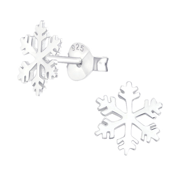 Snowflake stud earrings in sterling silver