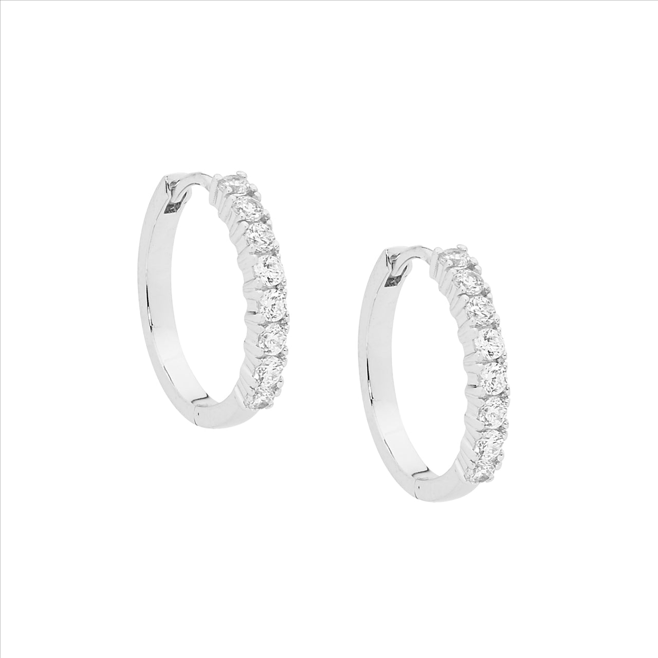 Ellani CZ hoop earrings in sterling silver - 20mm