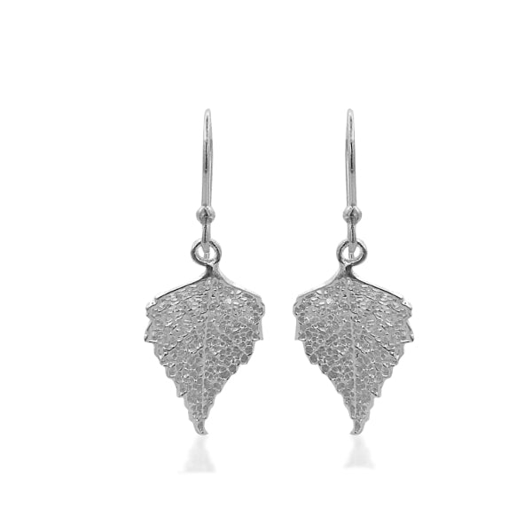 Filligree leaf drop earrings in sterling silver