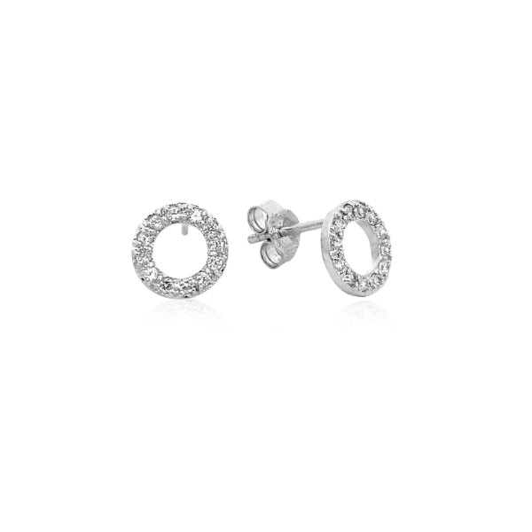 Cubic Zirconia set circle studs in sterling silver 9mm