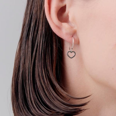 Karen Walker mini heart sleeper earrings in sterling silver