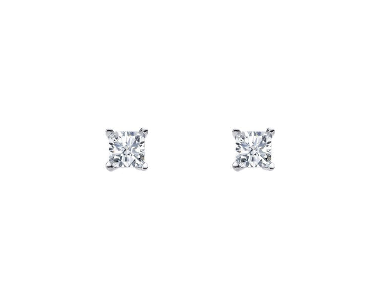 Ellani princess cut cubic zirconia claw set stud earrings in sterling silver - 4mm