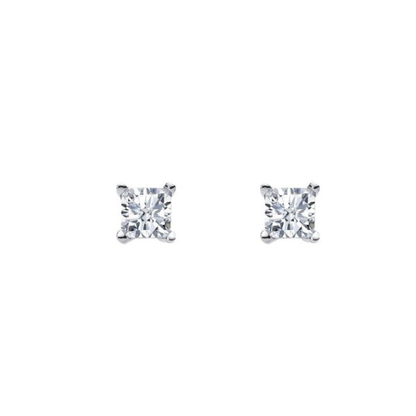 Ellani princess cut cubic zirconia claw set stud earrings in sterling silver 5mm