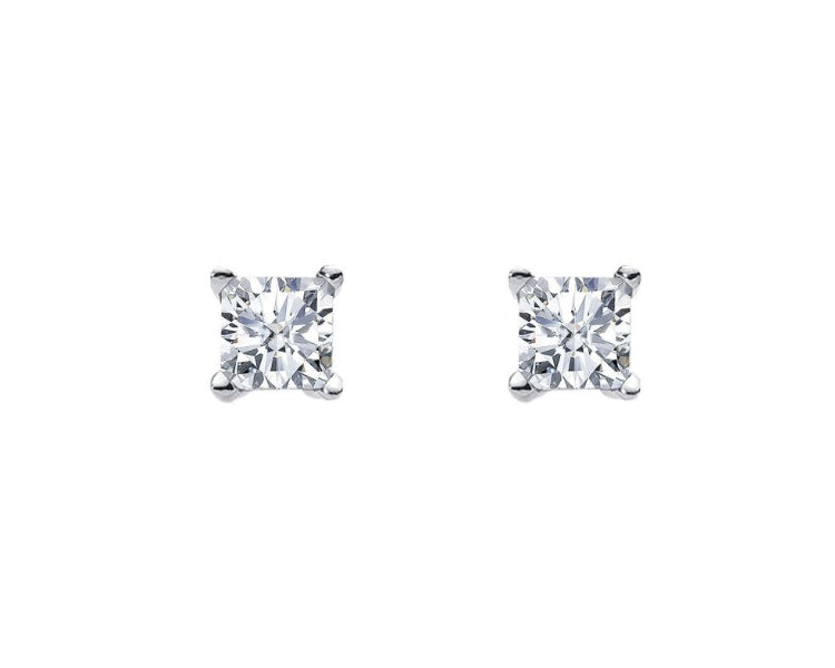 Ellani princess cut cubic zirconia claw set stud earrings in sterling silver 6mm