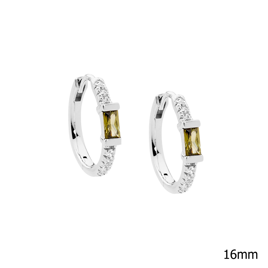Ellani hoops with white and peridot in sterling silver