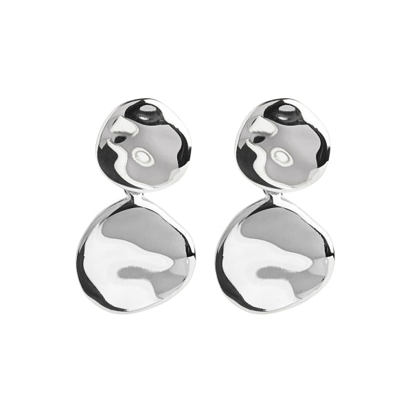 Najo - Shard double disk drop earrings on studs in sterling silver