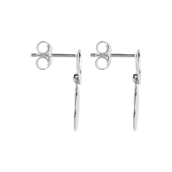 Najo - Shard double disk drop earrings on studs in sterling silver