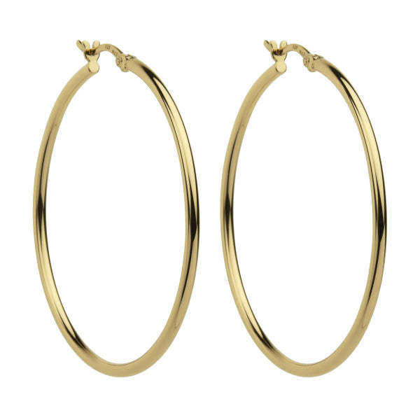 Najo - Hoop earrings with lever back clasp in gold plated sterling silver 45mm