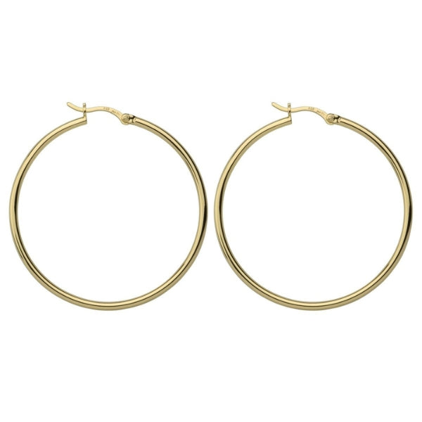 Najo - Hoop earrings with lever back clasp in gold plated sterling silver 45mm