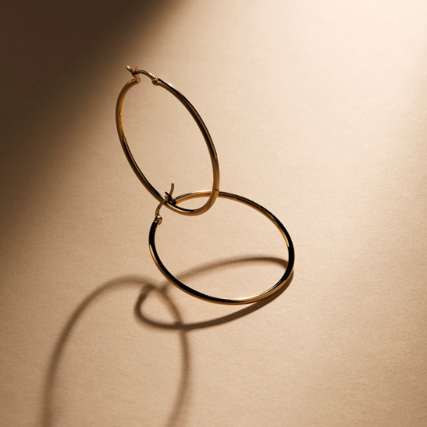 Najo - Hoop earrings with lever back clasp in gold plated sterling silver 45mm