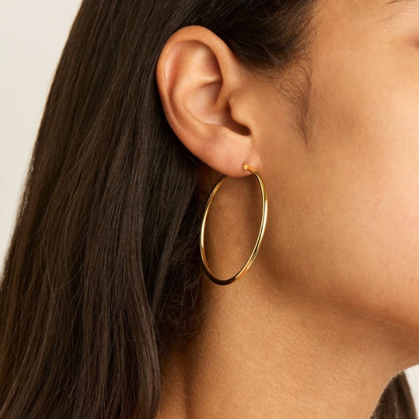 Najo - Hoop earrings with lever back clasp in gold plated sterling silver 45mm