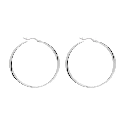 Najo - Vespa ribbon hoop earrings with lever back clasp in sterling silver 46mm