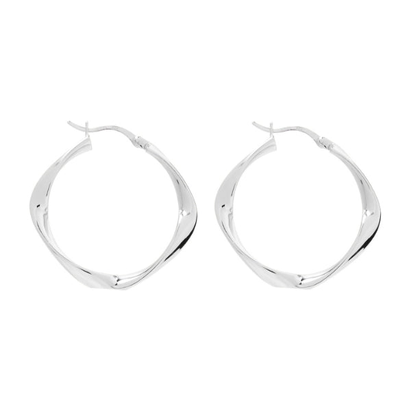 Najo - Garden of eden hollow tube square twist hoops in sterling silver 29mm