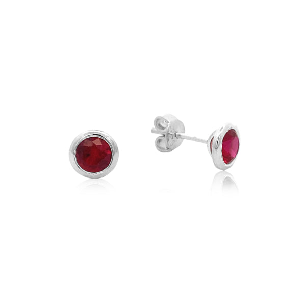 Ruby Studs - 7mm