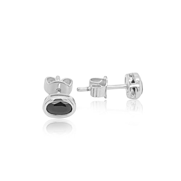Oval sapphire stud earrings in sterling silver
