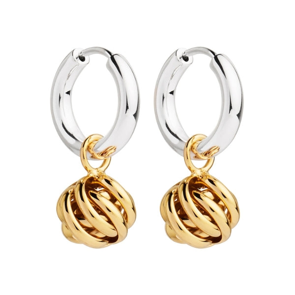 Najo - Nest huggie earrings with gold plated nest bead in sterling silver