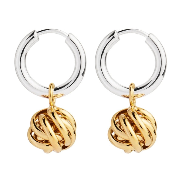 Najo - Nest huggie earrings with gold plated nest bead in sterling silver