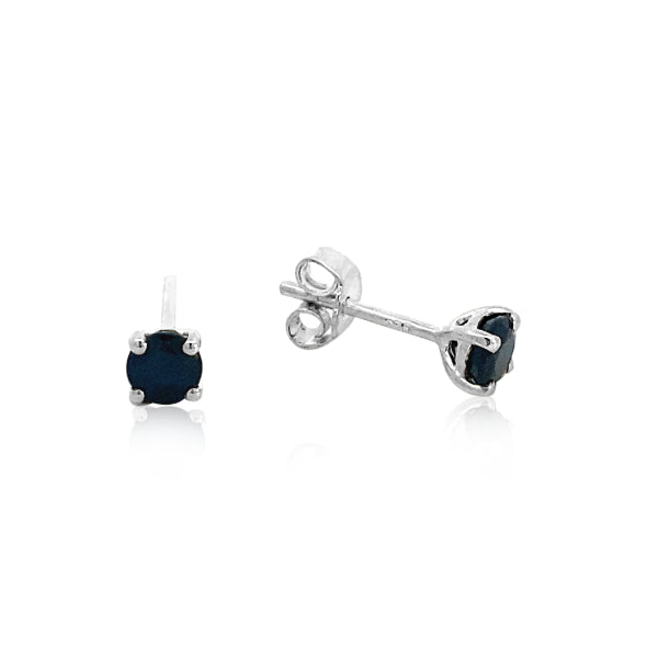 Silver stud earrings with Dark Blue Sapphires - 4mm