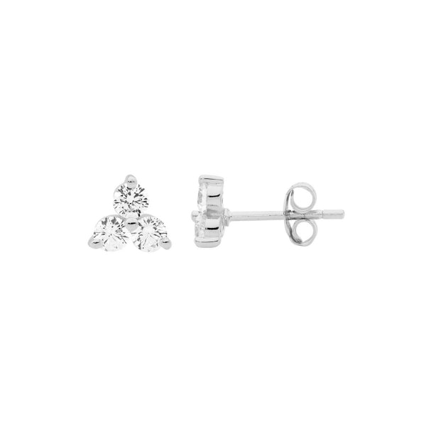 Ellani CZ cluster stud earrings in sterling silver