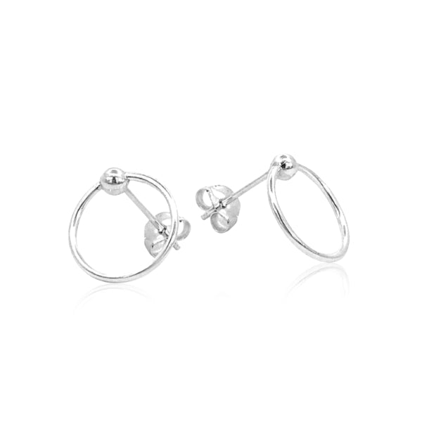Open circle stud earrings in sterling silver