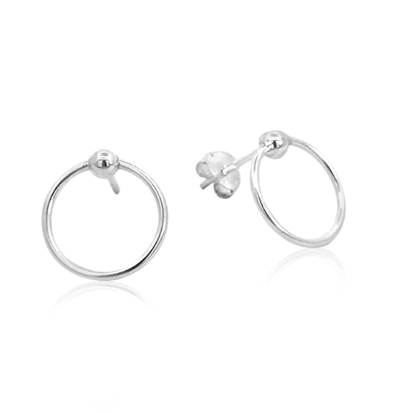 Open circle stud earrings in sterling silver