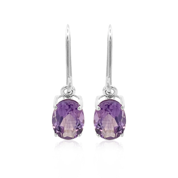 Amethyst drop earrings in sterling silver