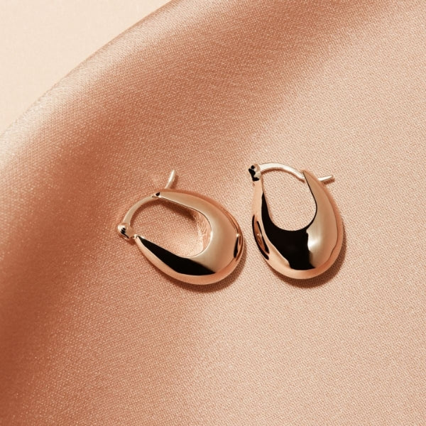 Najo - Cloudland hoop tapered teardrop earrings in rose gold plated sterling silver