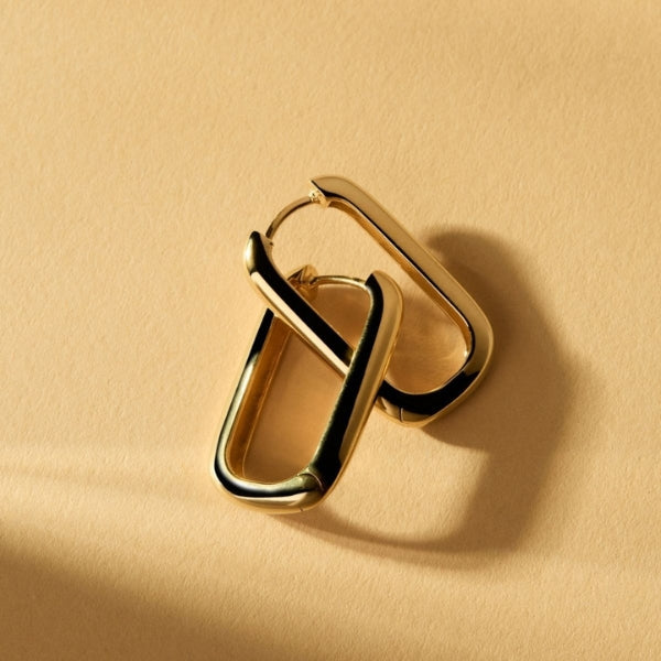 Najo - Elemental rectangle hoop earrings in gold plated sterling silver