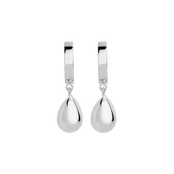 Najo teardrop on half hoop earrings in sterling silver