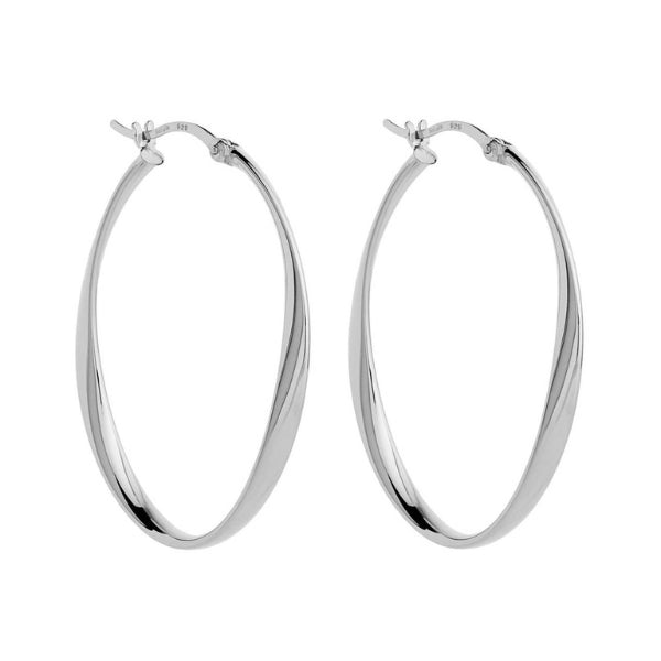 Najo - Cinta ribbon oval hoop earrings in sterling silver