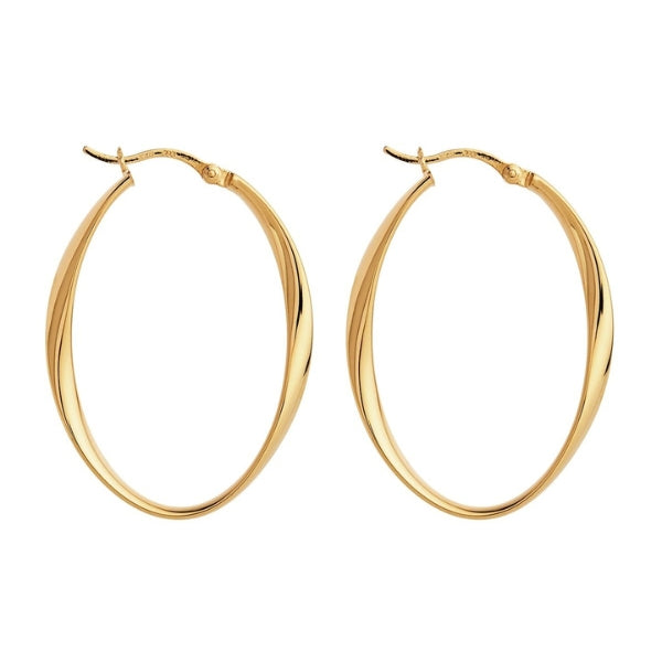 Najo - Cinta ribbon oval hoop earrings in gold plated sterling silver