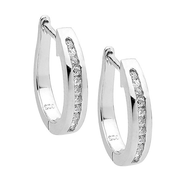 Ellani cz channel set hoops in sterling silver
