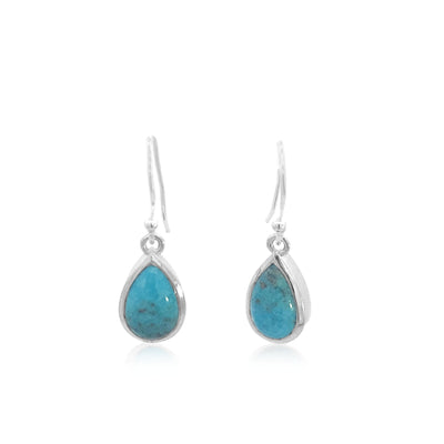 Turquoise teardrop earrings in sterling silver
