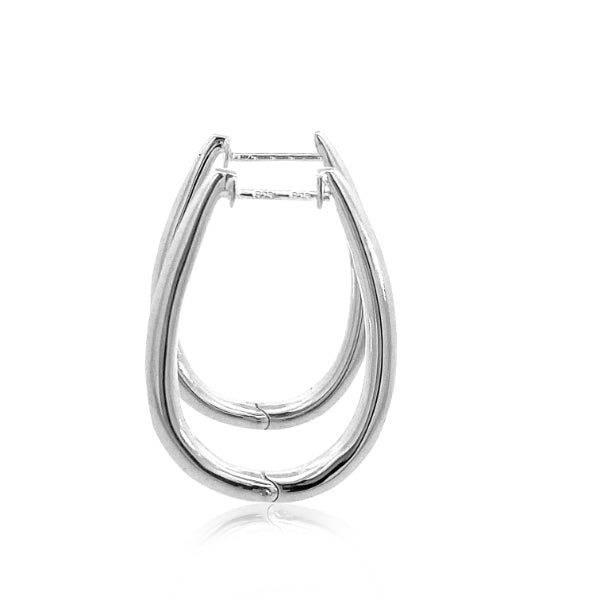 U shaped huggie style hoop earrings in sterling silver