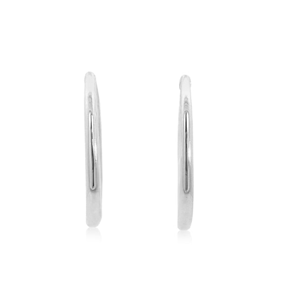 U shaped huggie style hoop earrings in sterling silver