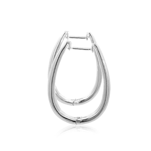U shaped huggie style hoop earrings in sterling silver