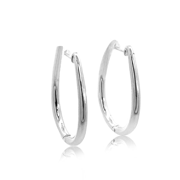 U shaped huggie style hoop earrings in sterling silver