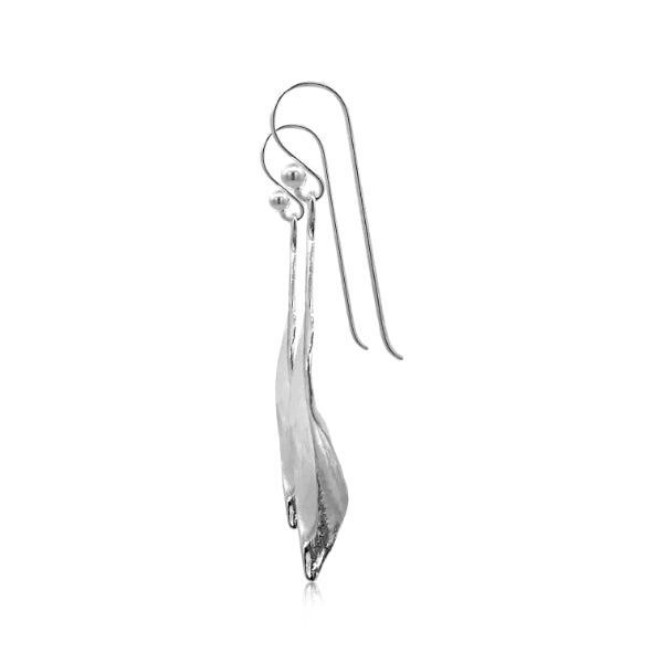 Leaf hook earrings in sterling silver