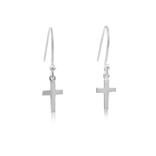 Cross hook earrings in sterling silver