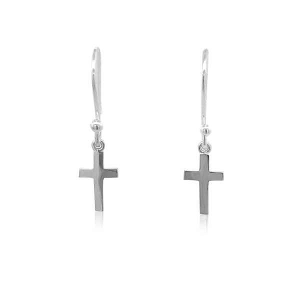 Cross hook earrings in sterling silver