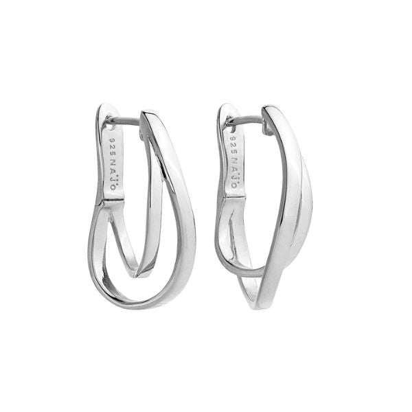 Najo - Fountain double hoop earrings in sterling silver