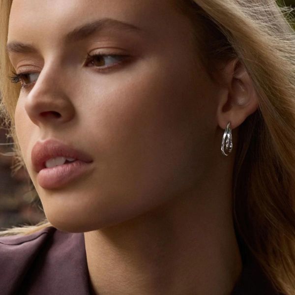Najo - Fountain double hoop earrings in sterling silver