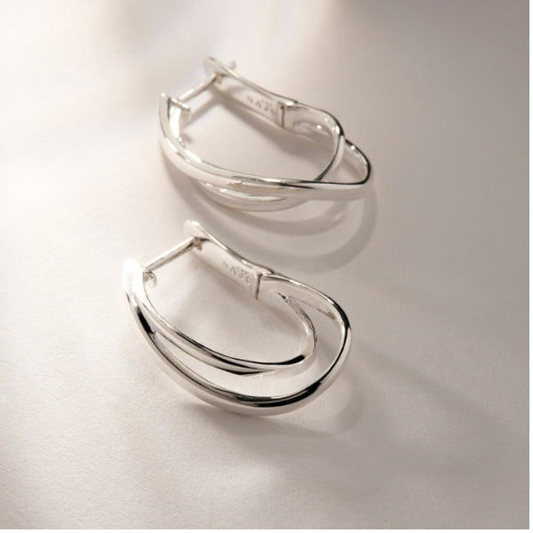 Najo - Fountain double hoop earrings in sterling silver