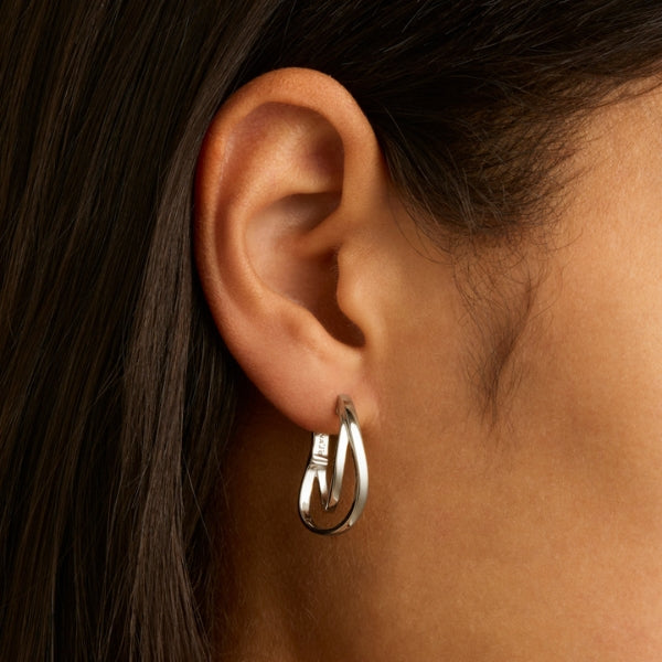 Najo - Fountain double hoop earrings in sterling silver