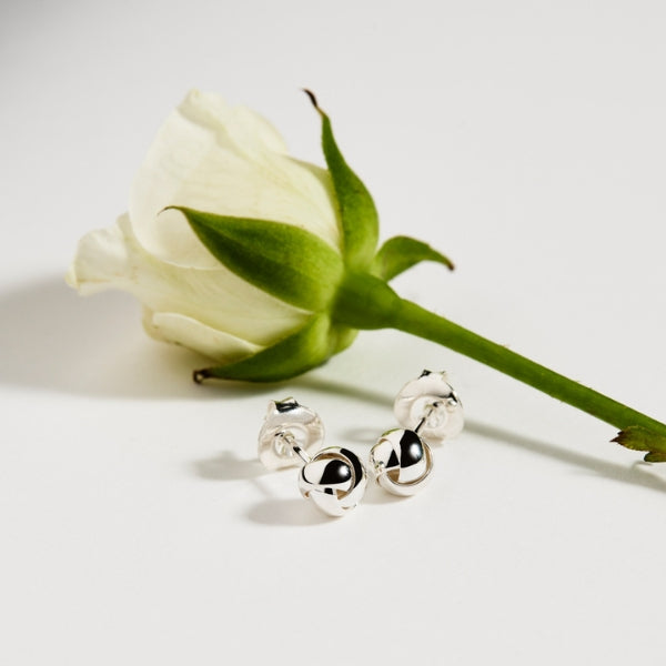Najo - Floret round flower bud stud earrings in sterling silver