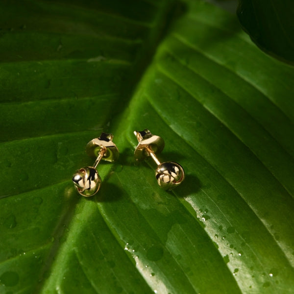 Najo - Floret round flower bud stud earrings in gold plated sterling silver