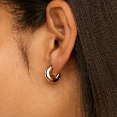 5mm x 15mm half-hoop earrings in rose plated sterling silver