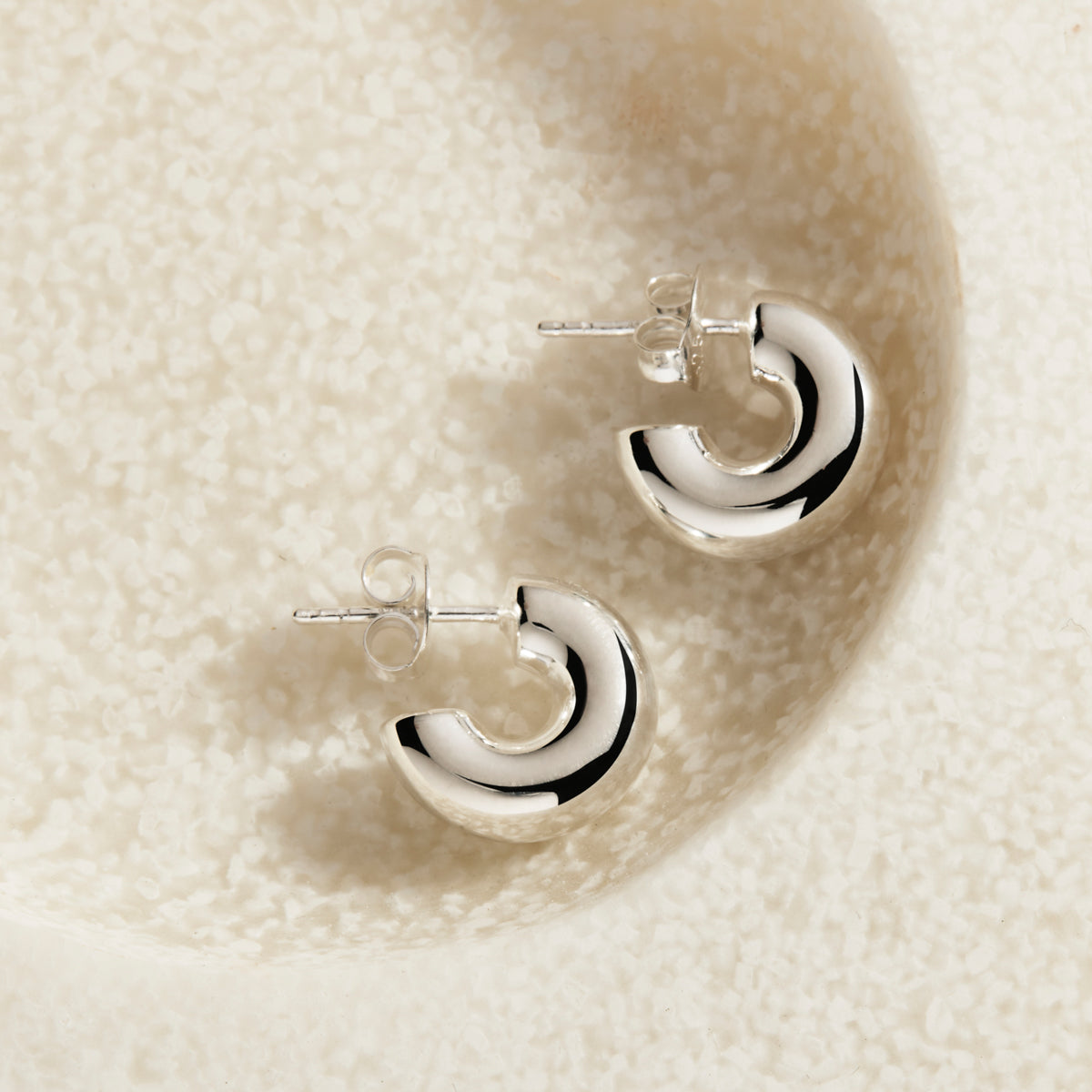 5mm x 15mm half-hoop sterling silver earrings