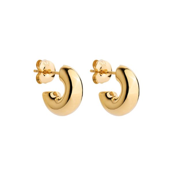 5mm x 15mm half-hoop earrings in 14kt gold plated sterling silver