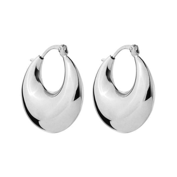 8mm x 22mm puffed crescent hoops in sterling silver